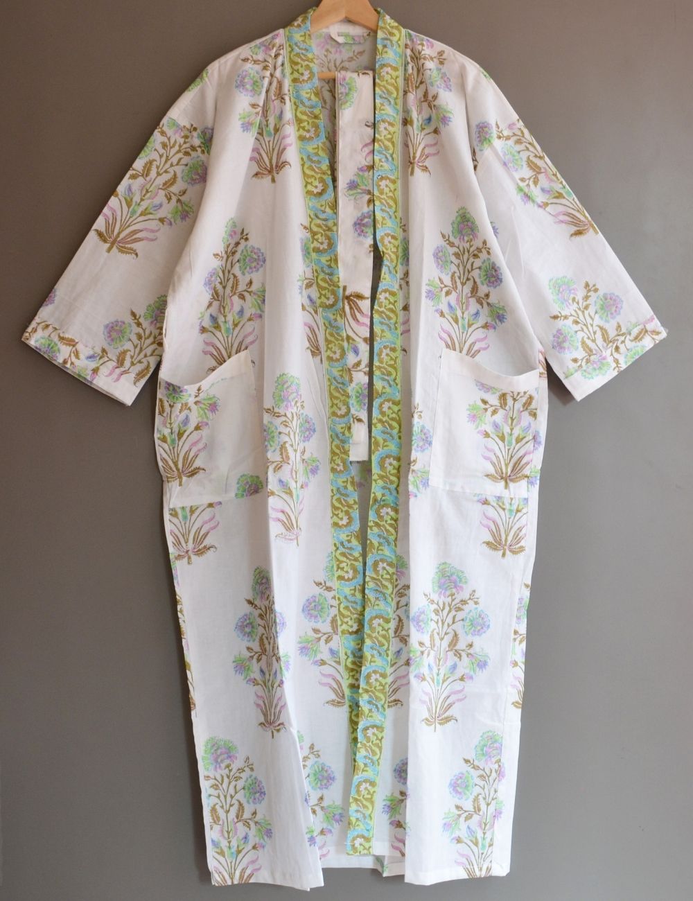 Cotton Kimono Long Dressing Gown Nightwear Cotton Comfy Robe