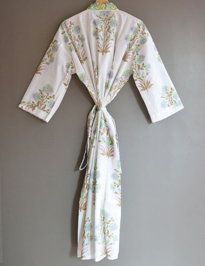 Cotton Kimono Long Dressing Gown Nightwear Cotton Comfy Robe