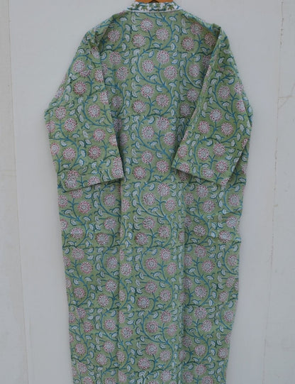 Green Floral Print Bridesmaid Night Party Robe Kimono