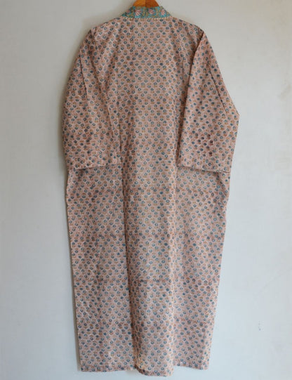 Indian Hand Block Print Long wear Cotton Bathrobe Kimono