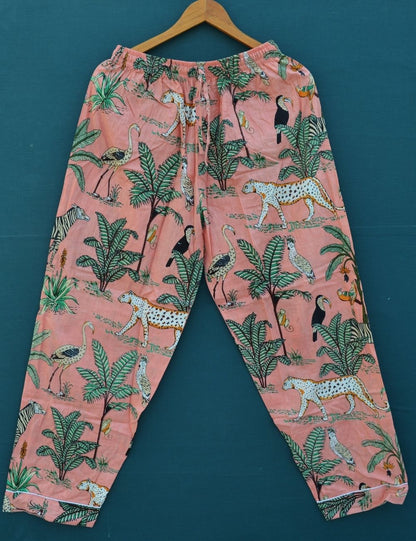 Beautiful Pink Jungle Print Cotton Pj Set