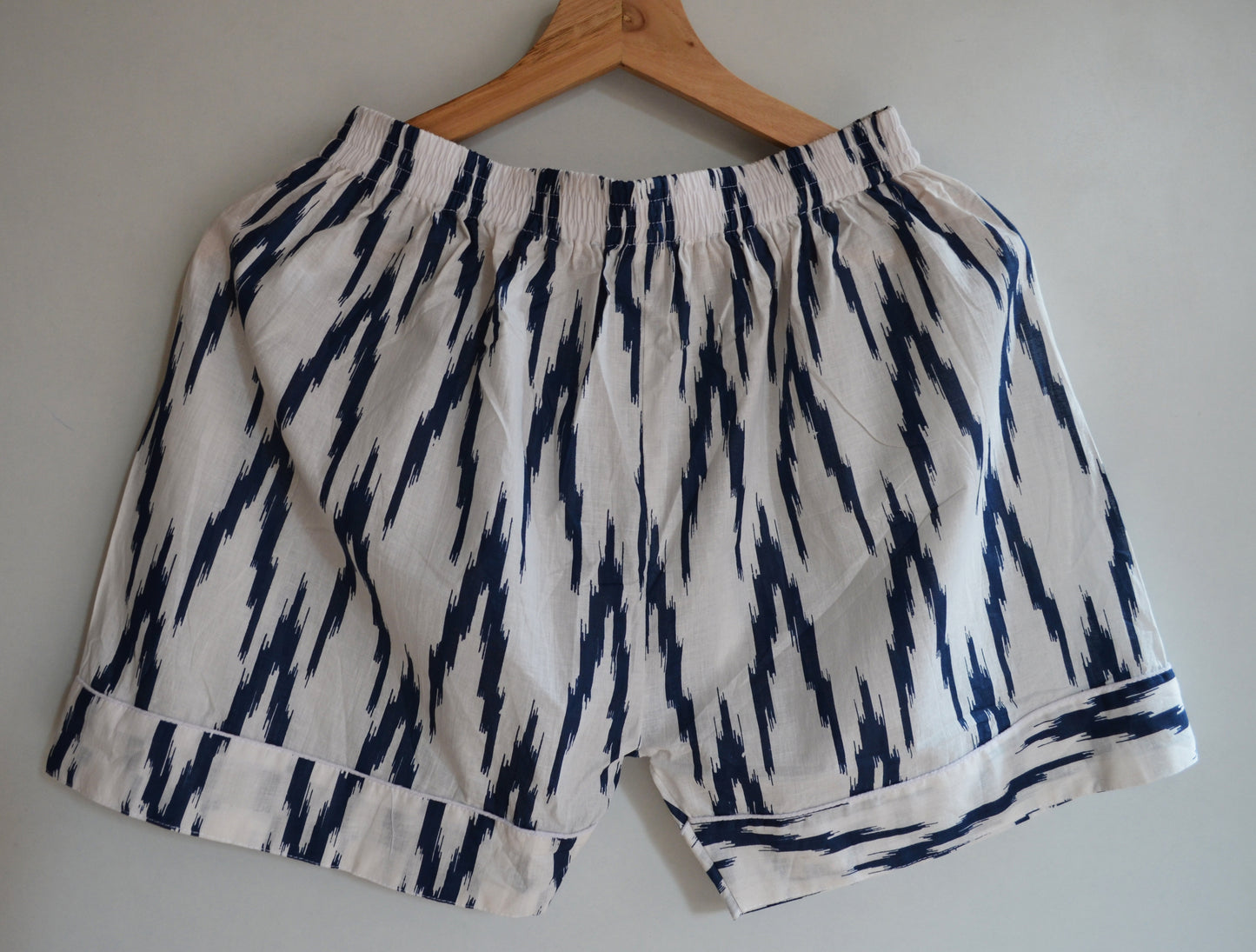 Indian Handmade Cotton Shirt With Short Wear Night Dress Pajama Set Hand Block Blue Ikat Night Dress Women Cotton Night Dress