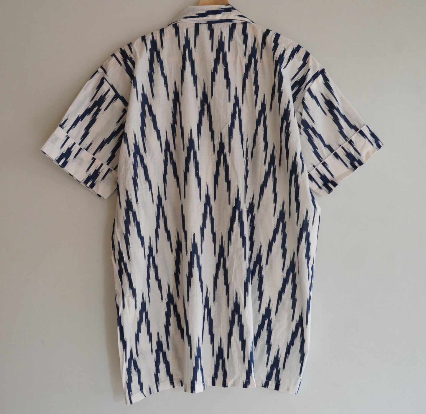 Indian Handmade Cotton Shirt With Short Wear Night Dress Pajama Set Hand Block Blue Ikat Night Dress Women Cotton Night Dress