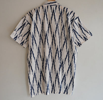 Indian Handmade Cotton Shirt With Short Wear Night Dress Pajama Set Hand Block Blue Ikat Night Dress Women Cotton Night Dress
