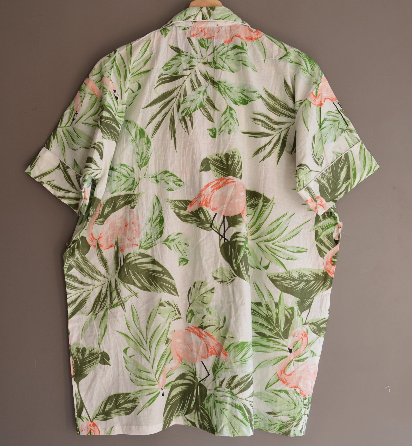 Bohemian Summer Cotton Pj Set Flamingo Print Women's Short Night Dress