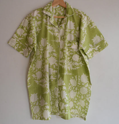 Light Weight Indian Soft Cotton Night Dress For Women's Summer Beach Wear Short Pj Set