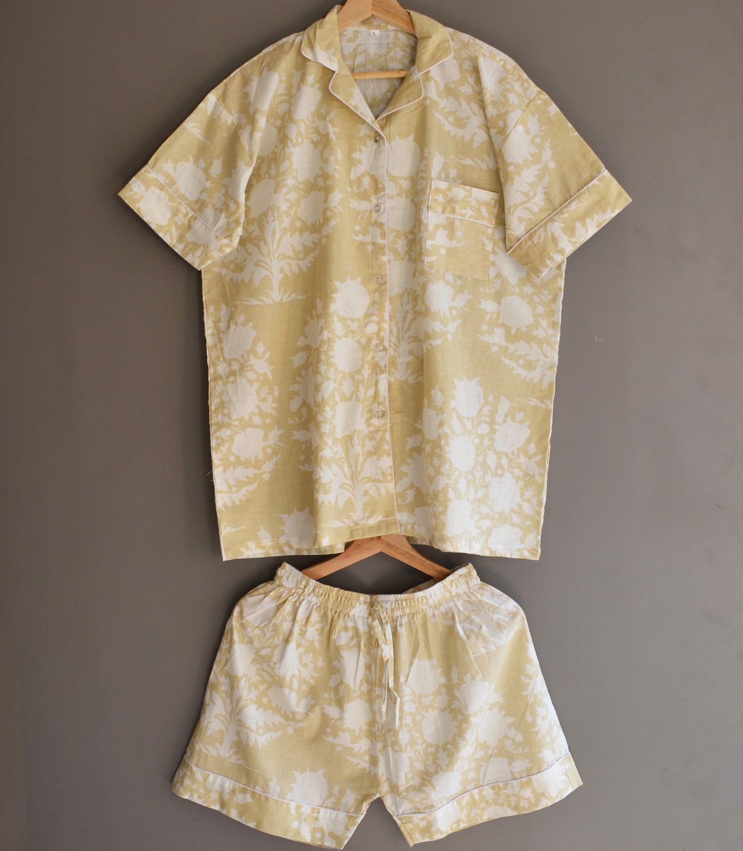 Handmade Cotton Pajama Set: Block Print Boho Loungewear House Wear Night Dress