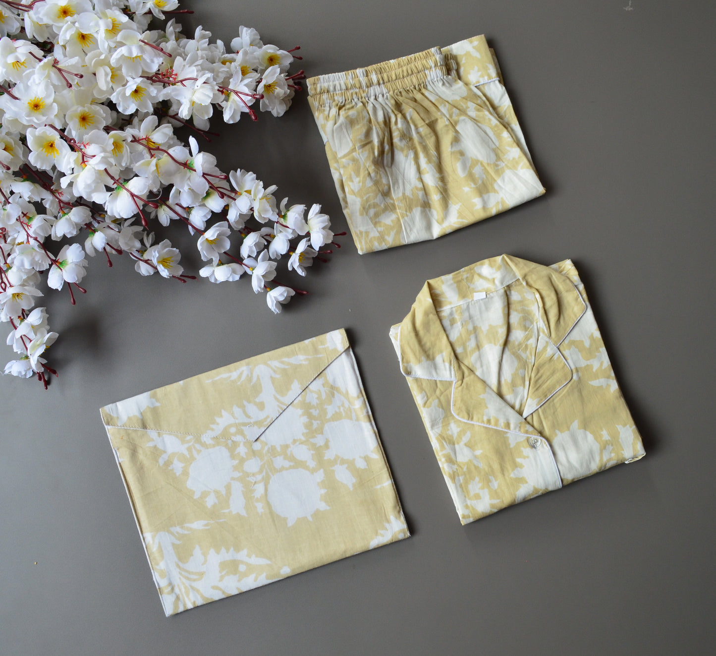 Handmade Cotton Pajama Set: Block Print Boho Loungewear House Wear Night Dress