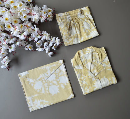 Handmade Cotton Pajama Set: Block Print Boho Loungewear House Wear Night Dress
