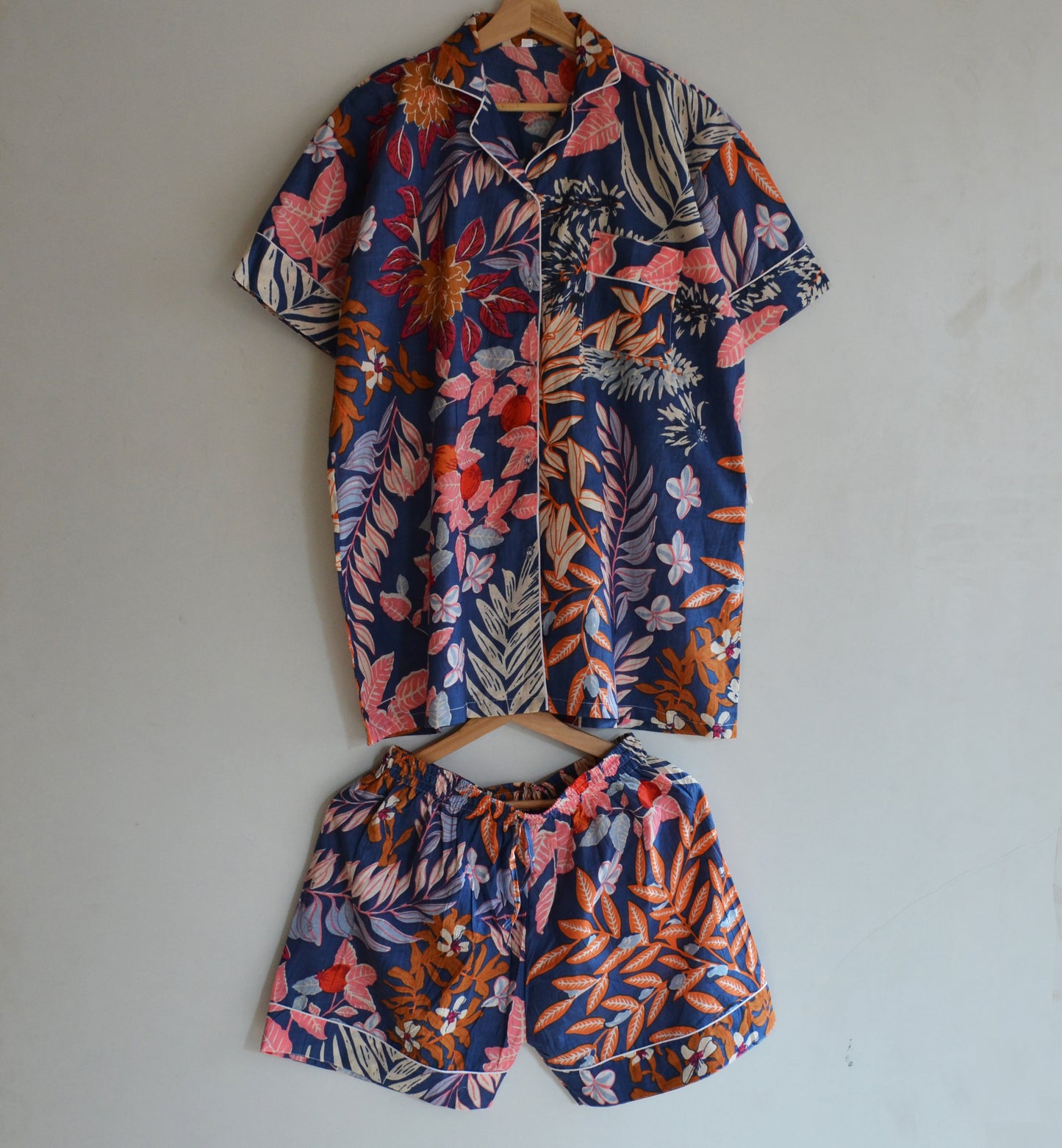 Indian Cotton Block Print Pajama Night Wear Bridesmaid Pj Set | Women Night Wear Set Cotton Short And Shirt Or Bag Set