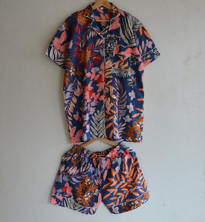 Indian Cotton Block Print Pajama Night Wear Bridesmaid Pj Set | Women Night Wear Set Cotton Short And Shirt Or Bag Set