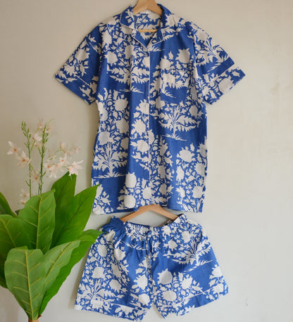 Cotton Pajamas Matching Pyjama Set Cute 3 Piece PJ Set for Women With Short Sleeves Shirt And Short Or Beautiful Bag