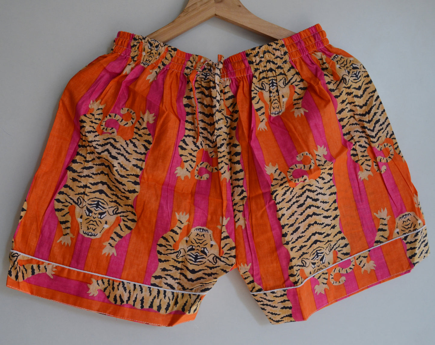 Block Animal Print Short Cotton Pajamas Set : Light Weight Boho Summer Casual Women Pjs