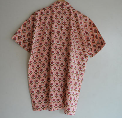 Pink Beautiful Summer Stylish Indian Cotton Night Dress For Women Casual Short Pj Set