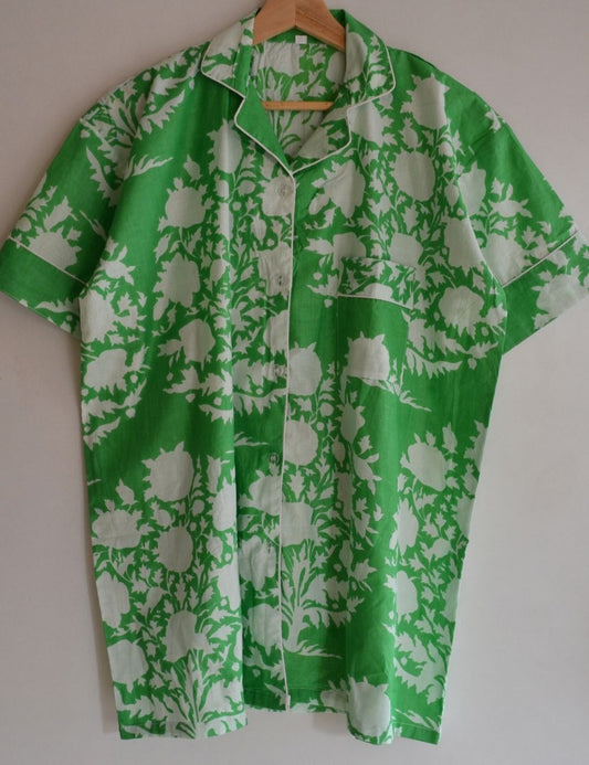 Green Floral Print Beach Wear Stylish Night Suit