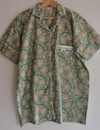 Green Floral Short Pyjamas  Set