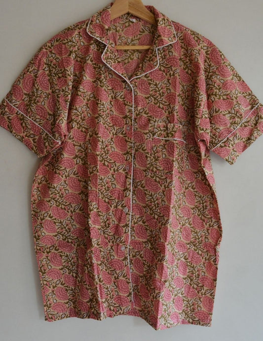 Floral Print Indian Cotton Night Suit