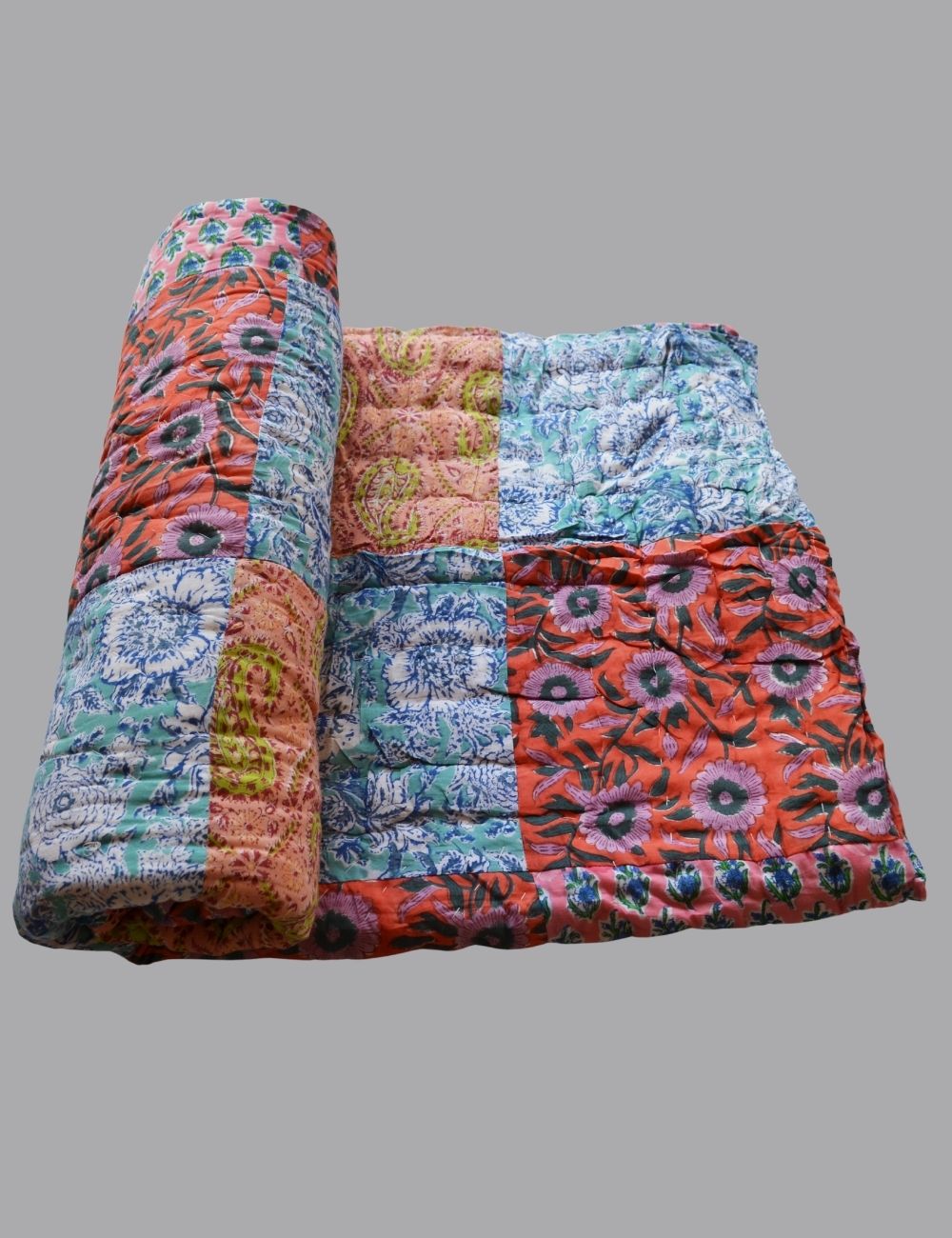 Indian Handmade Patch Print Cotton Jaipuri Razai
