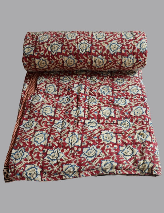 Indian Bagru Print Soft Cottton Quilt Winter Warm Razai