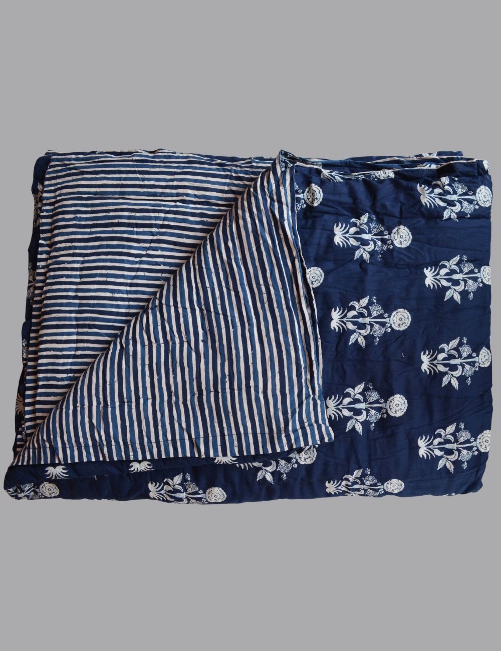 Floral Print Soft Cozy Cotton Quilt Indian Handmade Razai