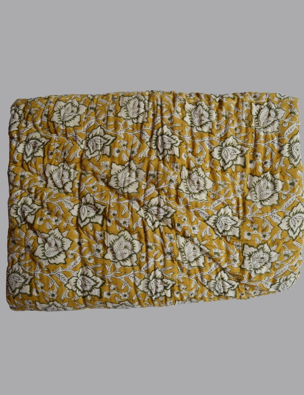 Indian Handmade Bagru Floral Print Cotton Quilt