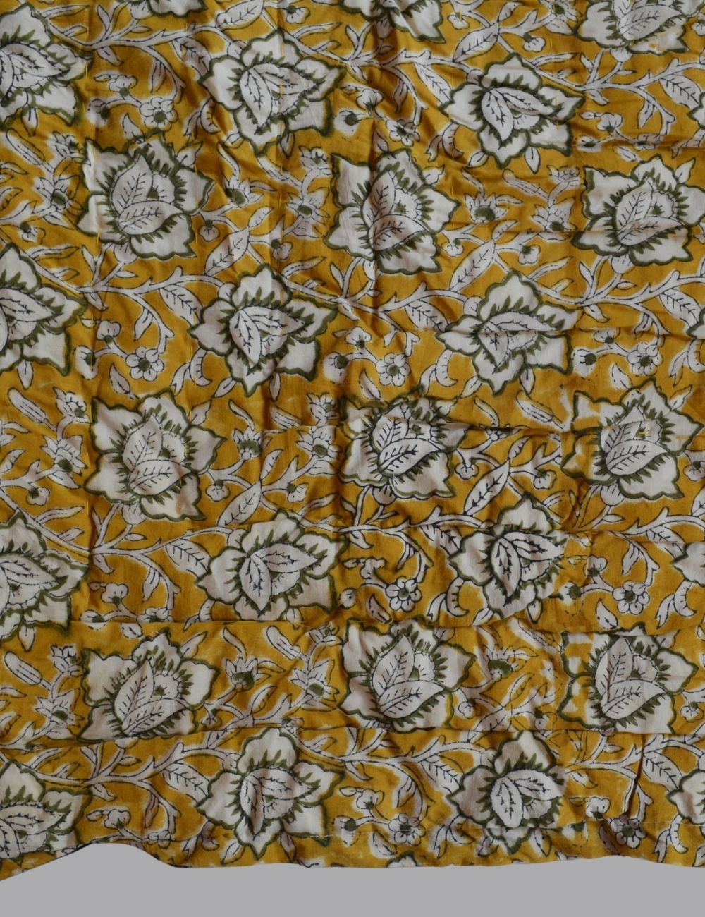 Indian Handmade Bagru Floral Print Cotton Quilt