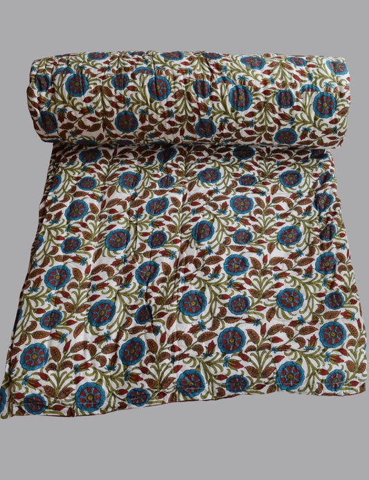 Jaipuri Bedspread Soft Cozy Indian Comforter All Season Quilt