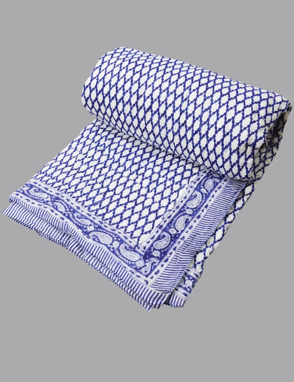 Jaipuri Razai 100% Cotton Quilt Made in India Handmade Block Print Reversible