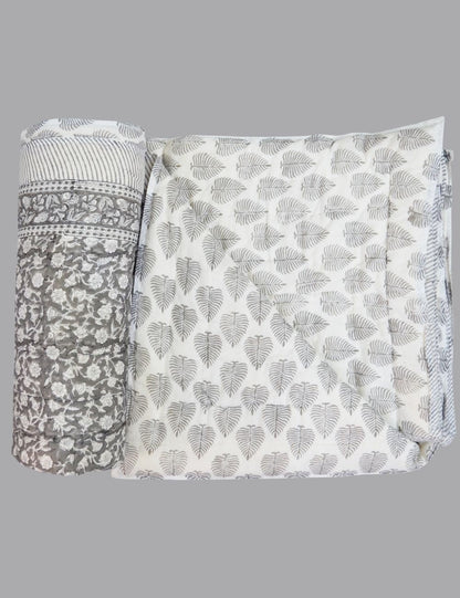 Hand Block Print Indian Pure Cotton Reversible Quilt