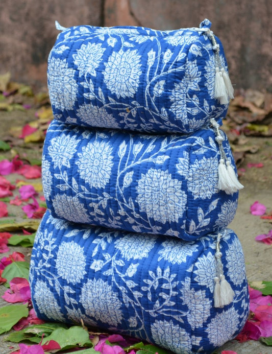 Floral Print Cotton Wash Bag Set Of 3 Pieces