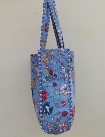 Floral Print Cotton Quilted Travel Storage Bag