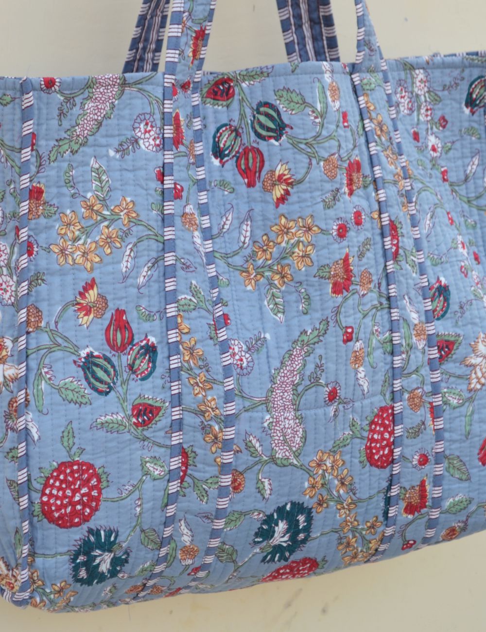 Floral Print Cotton Quilted Travel Storage Bag