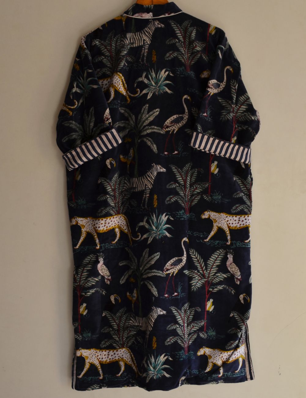Unisex Long Velvet Robes For Winter Cardigan Jungle Print