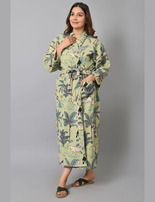 Long Unisex Pure Waffle House Robe Summer Kimono