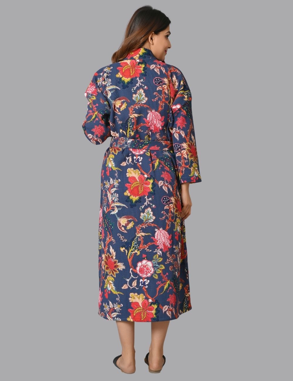 Floral Print Waffle Beach Cober Up Kimono Luxury Bridal Robe