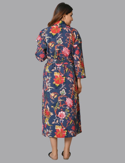 Floral Print Waffle Beach Cober Up Kimono Luxury Bridal Robe