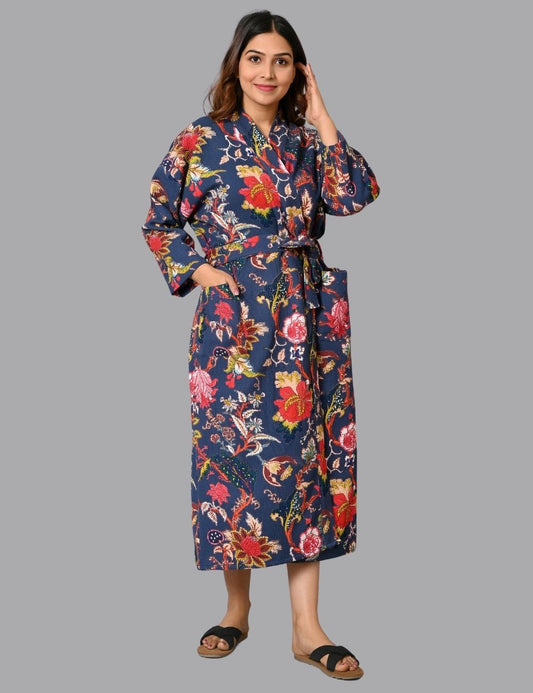 Floral Print Waffle Beach Cober Up Kimono Luxury Bridal Robe