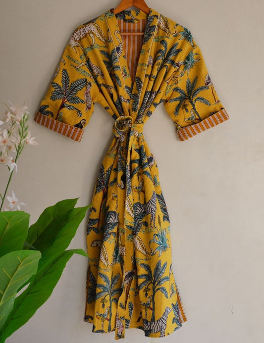 Longewear Pure Cotton Waffle Women's House Kimono Robe