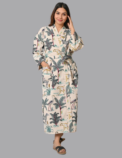 Waffle Robe Animal Print Beach Spa Stylish Long Robe