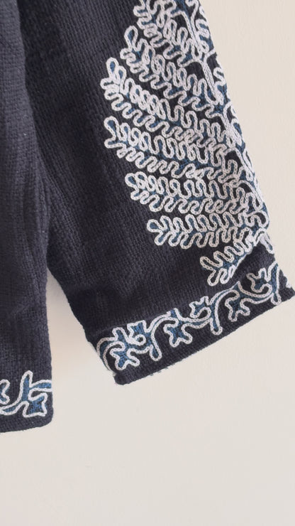 Bohemoian Valvet Black Beautiful Jacket For Women Wear Luxury Hand-Embroidered Black Suzani Jacket