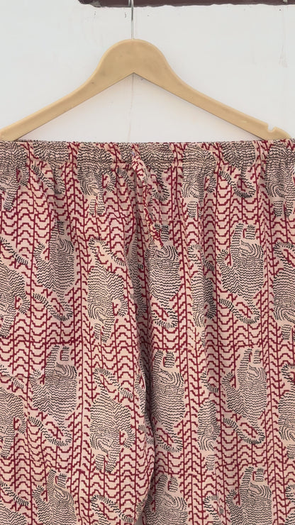 Long Sleeves Indian Hand Printed Bagru Cotton Night Dress : Summer Boho Women Sleepwear Comforter